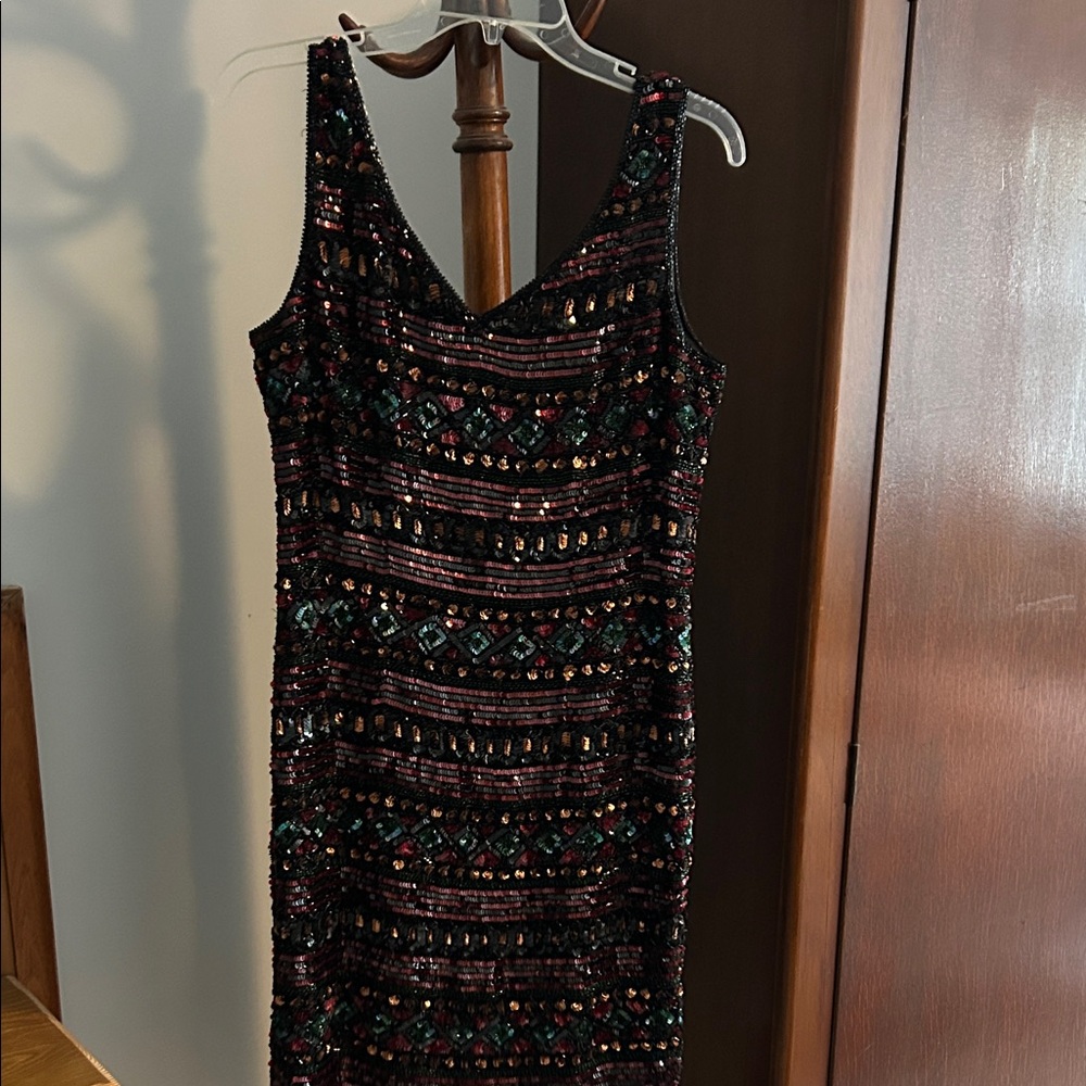 Vintage 1980s Multicolor Sequin Dress size 12